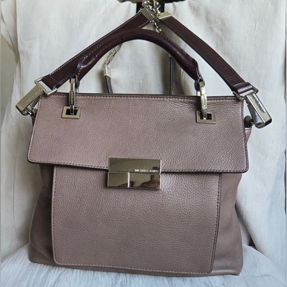"RARE" Michael Kors Collection Quinn Pebbled Leather Top Handle Satchel - Picture 1 of 15